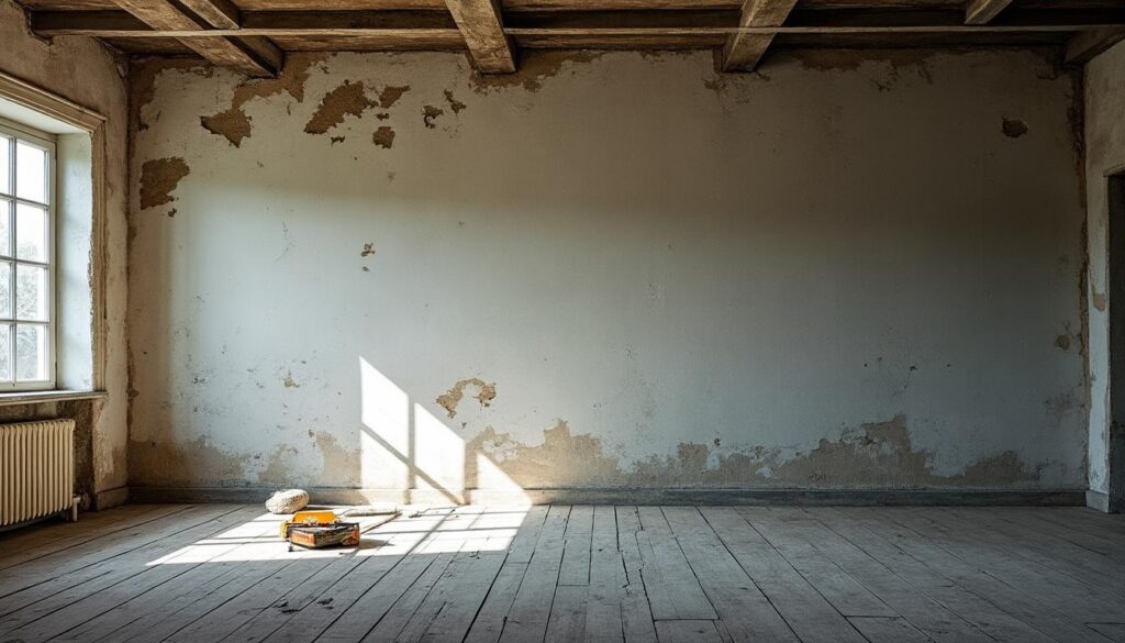 Rénover un lambris mural sous plafond fissuré